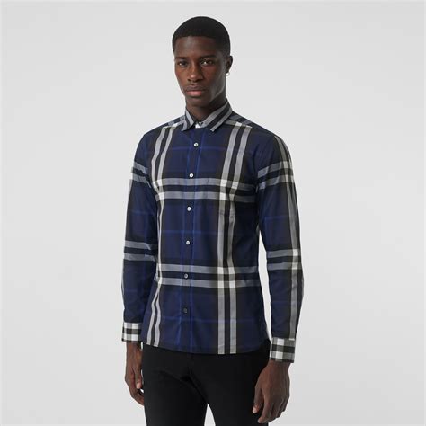 burberry check stretch cotton shirt